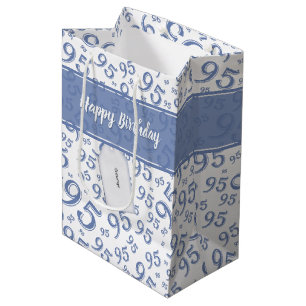 Happy 95th Random Number Pattern Blue/White Medium Gift Bag