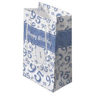 Happy 95th Random Number Pattern Blue/White Small Gift Bag