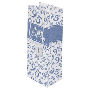 Happy 95th Random Number Pattern Blue/White Wine Gift Bag