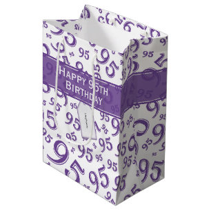Happy 95th Random Number Pattern Purple/White Medium Gift Bag