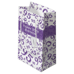 Happy 95th Random Number Pattern Purple/White Small Gift Bag