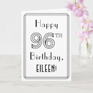 Happy 96th Birthday, Art Deco Style w/ Custom Name Card