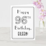 [ Thumbnail: Happy 96th Birthday, Art Deco Style W/ Custom Name Card ]