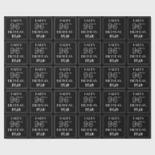 HAPPY 96TH BIRTHDAY; Art Deco Style w/ Custom Name Wrapping Paper