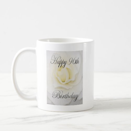 Happy 96th Birthday White Flower Coffee Mug