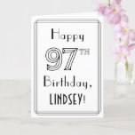 [ Thumbnail: Happy 97th Birthday, Art Deco Style W/ Custom Name Card ]