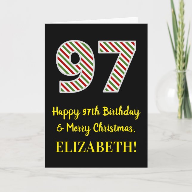 Happy 97th Birthday & Merry Christmas, Custom Name Card (Front)