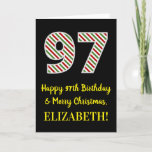 [ Thumbnail: Happy 97th Birthday & Merry Christmas, Custom Name Card ]