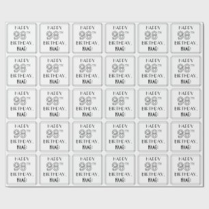 HAPPY 98TH BIRTHDAY; Art Deco Style; Custom Name Wrapping Paper