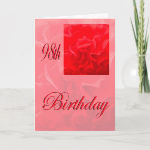 Happy 98th Birthday Dianthus Red Flower Card