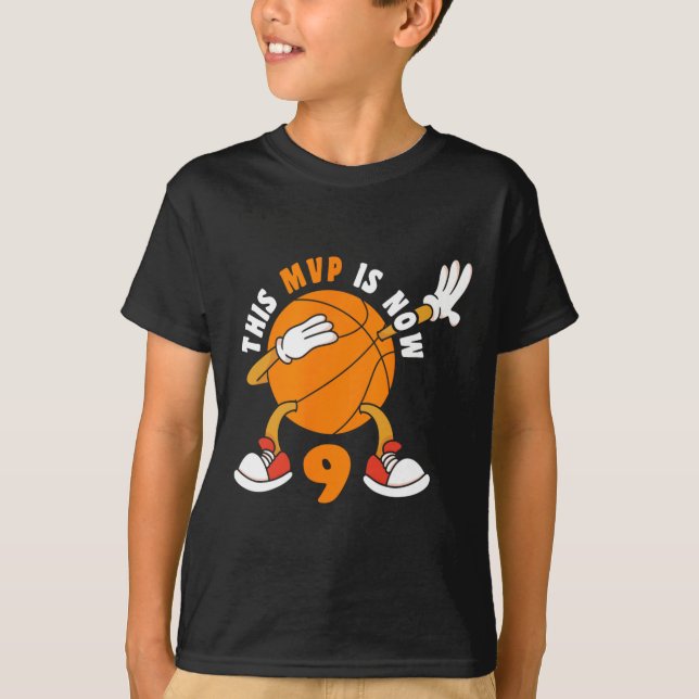 Happy 9 Birthday 9 Year Old MVP Basketball 9th Bir T-Shirt (Front)