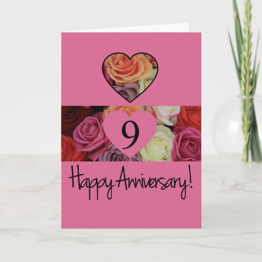 Happy 9th Anniversary roses Card | Zazzle.com