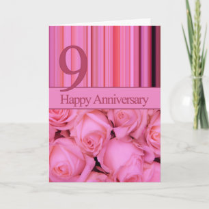 Happy 9th Anniversary roses Postcard