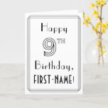 [ Thumbnail: Happy 9th Birthday, Art Deco Style W/ Custom Name Card ]