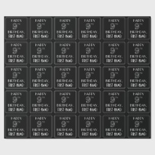 HAPPY 9TH BIRTHDAY; Art Deco Style w/ Custom Name Wrapping Paper