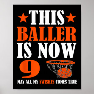 Happy 9th Birthday Basketball 9th Birthday Poster