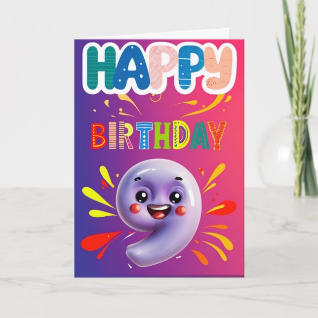 Happy 9th Birthday Card (Front)