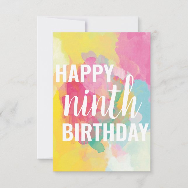 Happy 9th Birthday Card ("Watercolour Gradients") (Front)