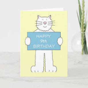 Happy 9th Birthday Cute Cartoon Cat Card