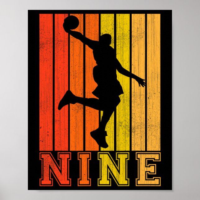 Happy 9th Birthday Decorations For Boys Basketball (Front)