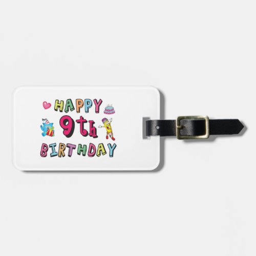 Happy 9th Birthday for 9 year old Kids B_day Luggage Tag