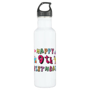 Happy 9th Birthday for 9 year old Kids B-day Stainless Steel Water Bottle