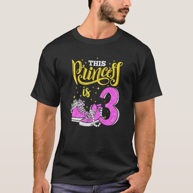 Happy 9th Birthday  For Girls Sneakers Crown Pearl T-Shirt (Front)