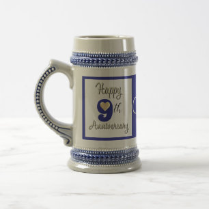 Happy 9th Wedding Anniversary Gift Beer Stein