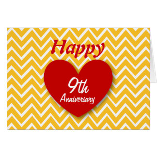 Hy 9th Anniversary Cards Greeting Photo Zazzle Hy 9th Wedding Anniversary Gold Chevrons B09 Card