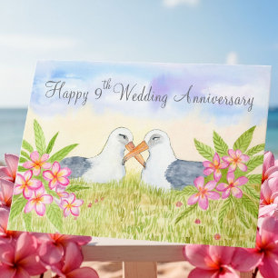 Happy 9th Wedding Anniversary Laysan Albatross Card