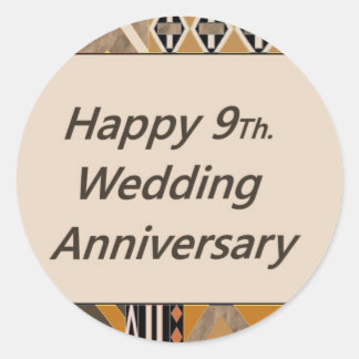 9th Wedding Anniversary Stickers Zazzle Hy 9th Wedding Anniversary Pottery Clic Round Sticker