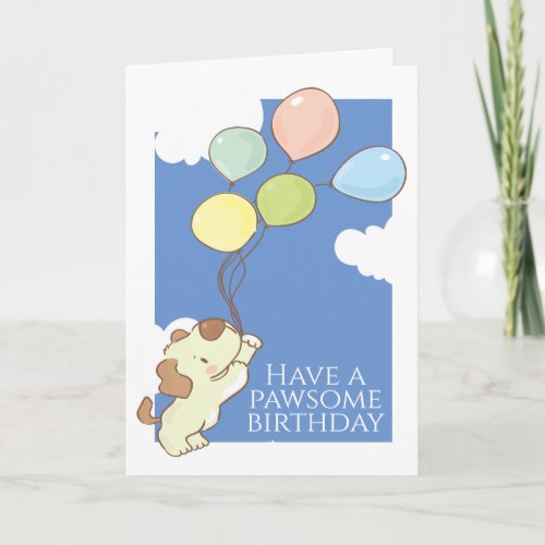 Happy A Pawsome Birthday Dog And Balloons Invitation