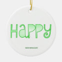 Happy - A Positive Word Ceramic Ornament