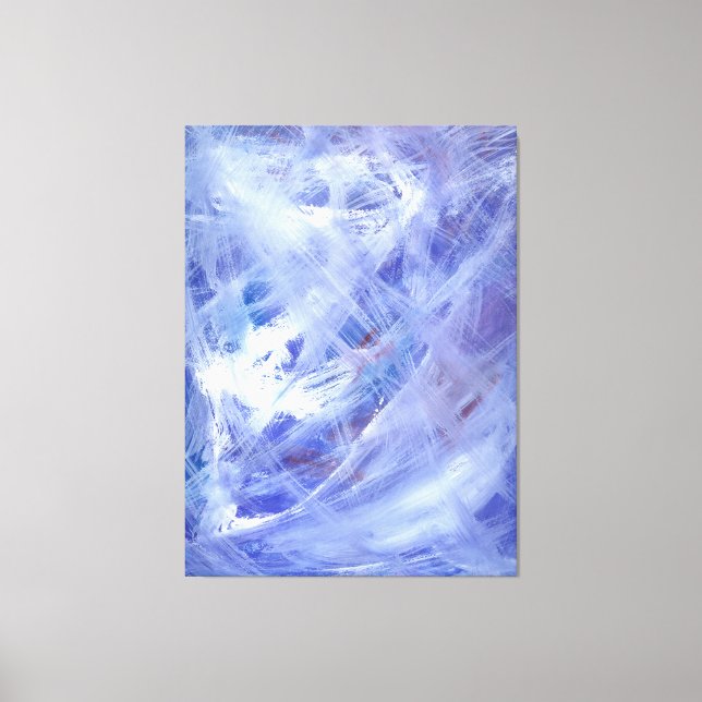 Happy Abstract Acrylic Art Painting in Blue White  Canvas Print (Front)