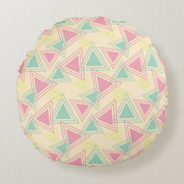 Happy Abstract Round Pillow (Front)