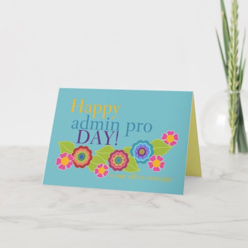 Happy Admin Pro Day Floral Border Greeting Card