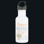 Happy Administrative Professional's Day Gift Stainless Steel Water Bottle<br><div class="desc">This administrative professional's day, give your favorite administrative assistant a sweet water bottle that she'll be proud to use. This bottle features the message "Happy Administrative Professional's Day" in light blue and melon orange lettering with an illustration of a bouquet of flowers. Create a custom product by filling in the...</div>