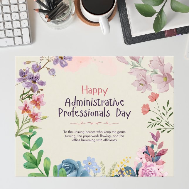Happy Administrative Professionals Day Watercolor Holiday Postcard (Creator Uploaded)