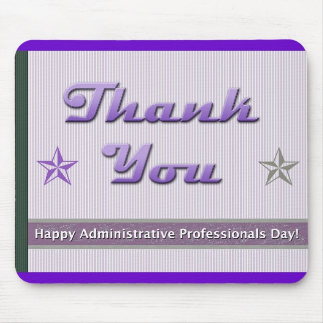 Happy Administrative Professionals Purple Stripes Mouse Pad (Front)
