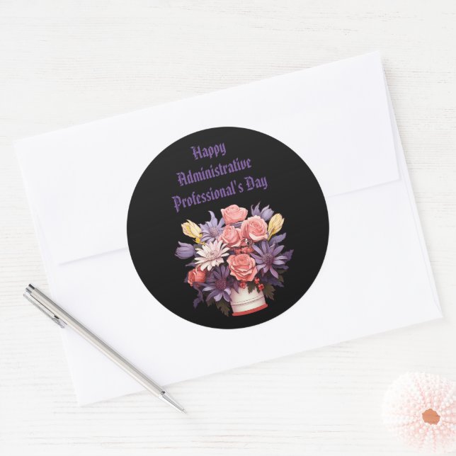 Happy Administrative Professionals Thank You card Classic Round Sticker (Envelope)