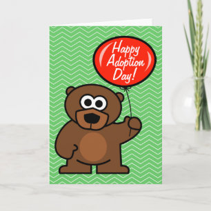 Happy Adoption Day card teddy bear with balloon