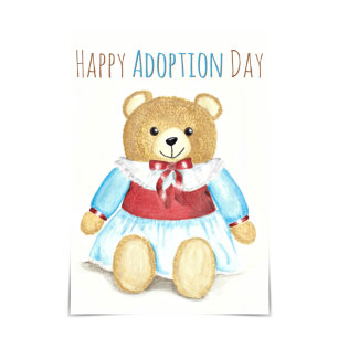 "Happy Adoption Day" Oma Bear Hug Watercolour Card