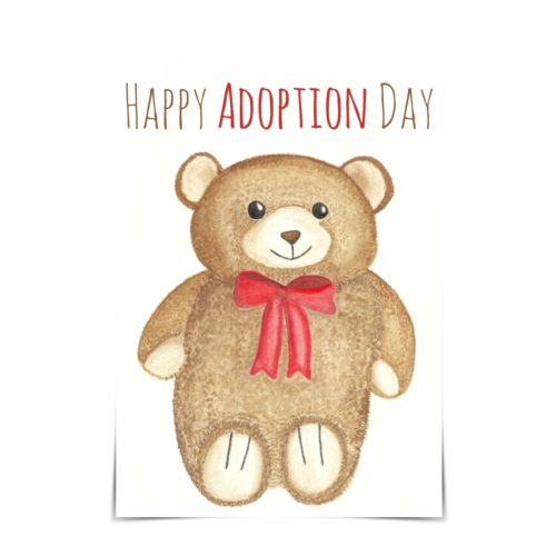 Happy Adoption Day Opa Bear Hug Watercolour Card