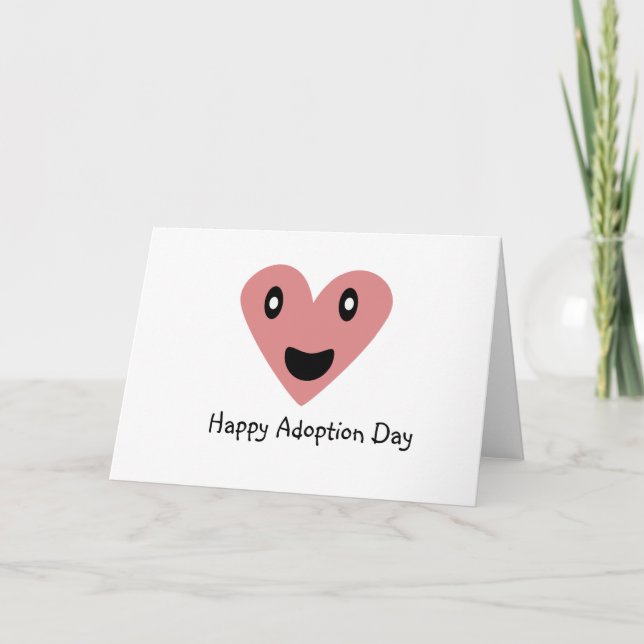 Happy Adoption Day Pink Heart Card (Front)