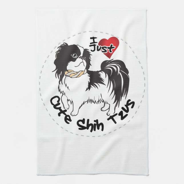 Happy Adorable Funny & Cute Shih Tzu Dog Kitchen Towel (Vertical)
