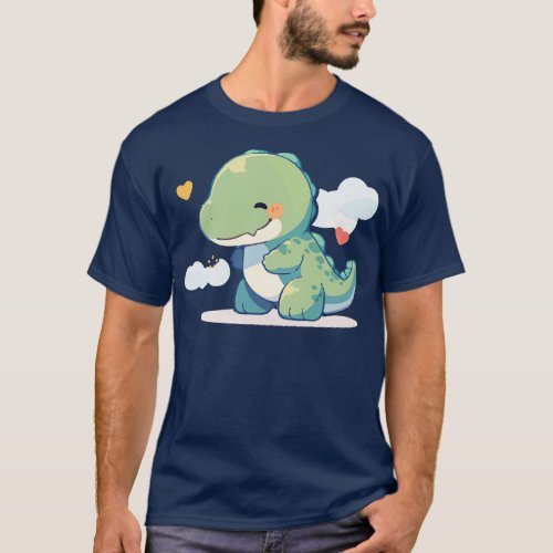 Happy Adorable Kawaii Dinosaur T_Shirt