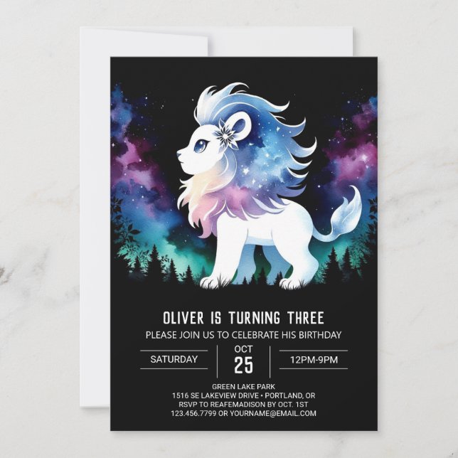 Happy Adorable Lion Birthday Invitation (Front)
