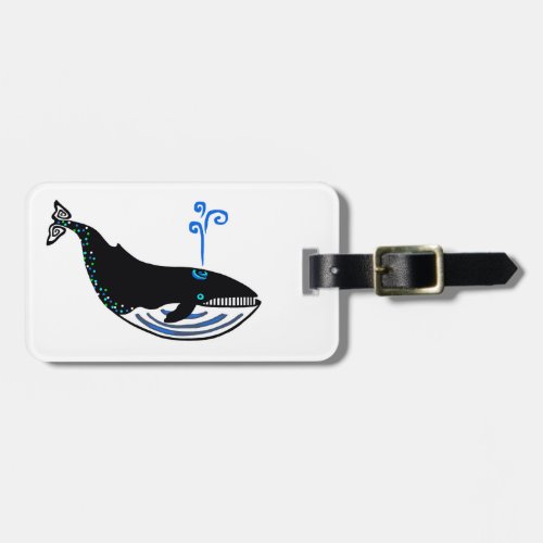 Happy adventures _ Blue WHALE _ Blue Luggage Tag