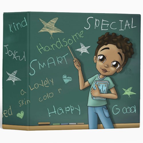 Happy African American Boy with Affirmations 3 Ring Binder