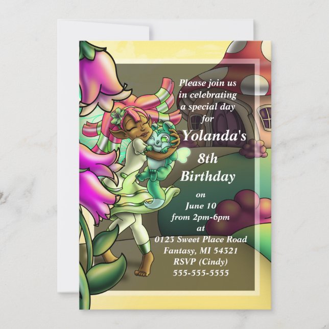 Happy African American Fairy Birthday Party Invitation (Front)